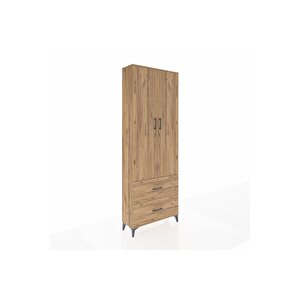 Arges Dolap 4 Raflı 2 Çekmeceli 2 Kapaklı 88x30x243 Çam-çam