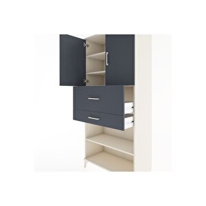 Hyperion Dolap 4 Raflı 2 Çekmeceli 2 Kapaklı 88x44x195 Aytaşı-antrasit