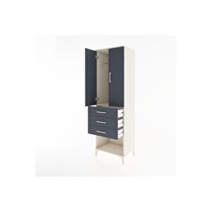 Hyperion Dolap Tek Raflı 3 Çekmeceli Tek Askılı 60x44x195 Aytaşı-antrasit