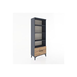 Arges Dolap 4 Raflı Tek Çekmeceli 60x30x163 Antrasit-çam