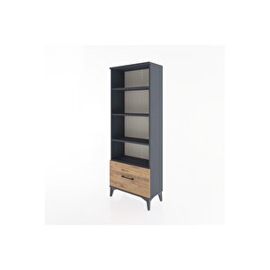 Arges Dolap 4 Raflı Tek Çekmeceli 60x30x163 Antrasit-çam