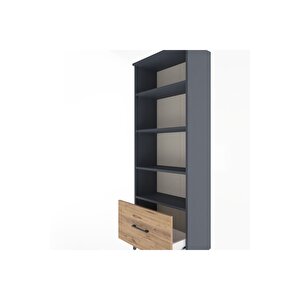 Arges Dolap 4 Raflı Tek Çekmeceli 60x30x163 Antrasit-çam