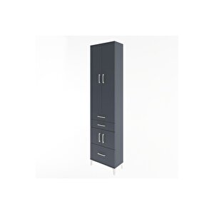 Arges Dolap 5 Raflı 3 Çekmeceli 4 Kapaklı 60x30x243 Antrasit-antrasit