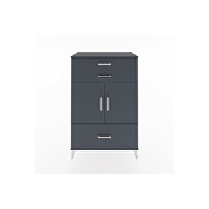 Hyperion Dolap 2 Raflı 3 Çekmeceli 2 Kapaklı 88x44x134 Antrasit-antrasit