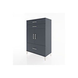 Hyperion Dolap 2 Raflı 3 Çekmeceli 2 Kapaklı 88x44x134 Antrasit-antrasit