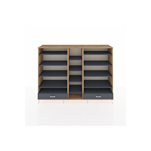 Hyperion Dolap 14 Raflı 2 Çekmeceli  220x44x163 Çam-antrasit