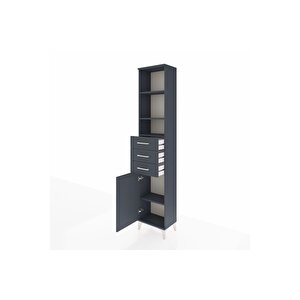 Arges Dolap 4 Raflı 3 Çekmeceli Tek Kapaklı 44x30x221 Antrasit-antrasit