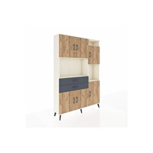 Arges Dolap 9 Raflı 2 Çekmeceli 6 Kapaklı 132x30x195 Aytaşı-çam/antrasit