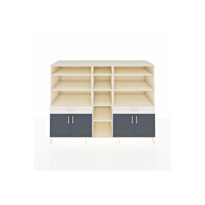 Kronos Dolap 12 Raflı 2 Çekmeceli 4 Kapaklı 220x59x163 Aytaşı-antrasit/aytaşı