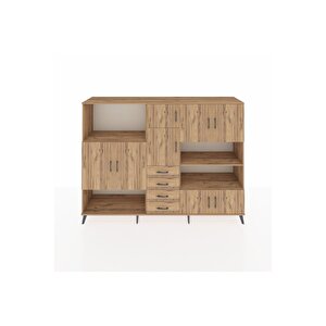 Hyperion Dolap 9 Raflı 4 Çekmeceli 8 Kapaklı 220x44x163 Çam-çam