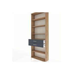 Arges Dolap 5 Raflı 2 Çekmeceli 88x30x243 Çam-antrasit