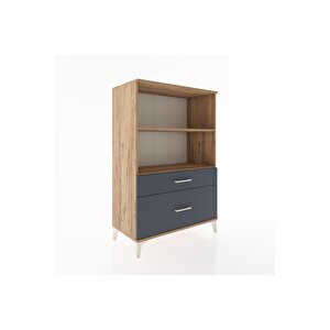 Hyperion Dolap 2 Raflı 2 Çekmeceli 88x44x134 Çam-antrasit