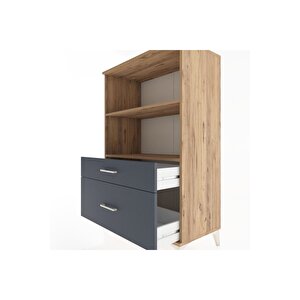 Hyperion Dolap 2 Raflı 2 Çekmeceli 88x44x134 Çam-antrasit