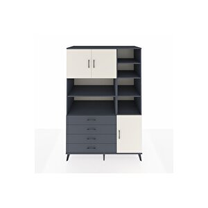 Kronos Dolap 9 Raflı 4 Çekmeceli 3 Kapaklı 132x59x195 Antrasit-aytaşı/antrasit