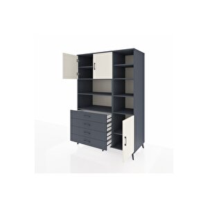 Kronos Dolap 9 Raflı 4 Çekmeceli 3 Kapaklı 132x59x195 Antrasit-aytaşı/antrasit