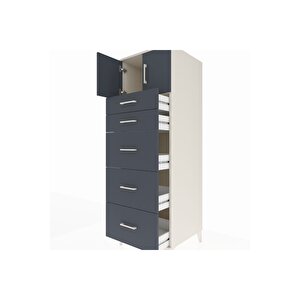 Kronos Dolap Tek Raflı 5 Çekmeceli 2 Kapaklı 60x59x182 Aytaşı-antrasit