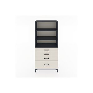 Hyperion Dolap 3 Raflı 4 Çekmeceli 88x44x195 Antrasit-aytaşı