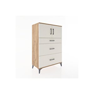 Hyperion Dolap Tek Raflı 3 Çekmeceli 2 Kapaklı 88x44x134 Çam-aytaşı