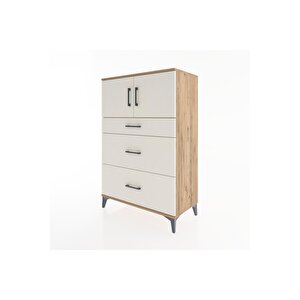 Hyperion Dolap Tek Raflı 3 Çekmeceli 2 Kapaklı 88x44x134 Çam-aytaşı