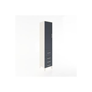 Hyperion Dolap 3 Raflı 4 Çekmeceli Tek Kapaklı 44x44x221 Aytaşı-antrasit