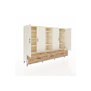 Hyperion Dolap 12 Raflı 3 Çekmeceli 4 Kapaklı 220x44x163 Aytaşı-aytaşı/çam