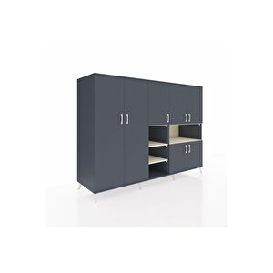 Kronos Dolap 13 Raflı 7 Kapaklı 220x59x163 Antrasit-antrasit/aytaşı