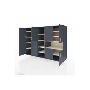 Kronos Dolap 13 Raflı 7 Kapaklı 220x59x163 Antrasit-antrasit/aytaşı