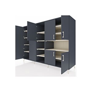 Kronos Dolap 13 Raflı 7 Kapaklı 220x59x163 Antrasit-antrasit/aytaşı