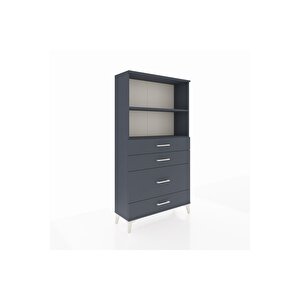 Arges Dolap 2 Raflı 4 Çekmeceli 88x30x163 Antrasit-antrasit