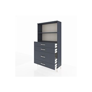 Arges Dolap 2 Raflı 4 Çekmeceli 88x30x163 Antrasit-antrasit