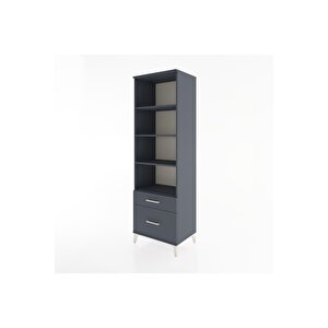 Hyperion Dolap 4 Raflı 2 Çekmeceli 60x44x195 Antrasit-antrasit