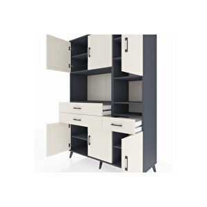 Hyperion Gardrop 10 Raflı 3 Çekmeceli 6 Kapaklı 132x44x195 Antrasit-aytaşı