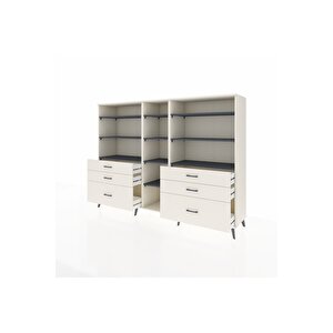 Hyperion Dolap 10 Raflı 6 Çekmeceli  220x44x163 Aytaşı-antrasit/aytaşı