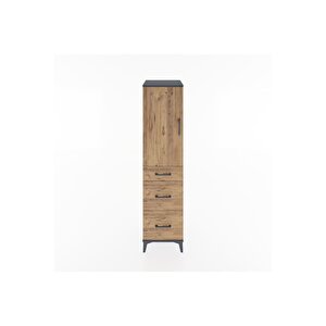 Hyperion Dolap 2 Raflı 3 Çekmeceli Tek Kapaklı 44x44x182 Antrasit-çam