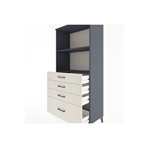 Hyperion Dolap 2 Raflı 4 Çekmeceli 88x44x182 Antrasit-aytaşı