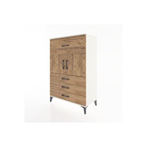 Hyperion Dolap Tek Raflı 4 Çekmeceli 2 Kapaklı 88x44x134 Aytaşı-çam