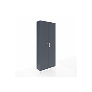 Arges Dolap 2 Raflı 2 Kapaklı Tek Askılı 88x30x221 Antrasit-antrasit