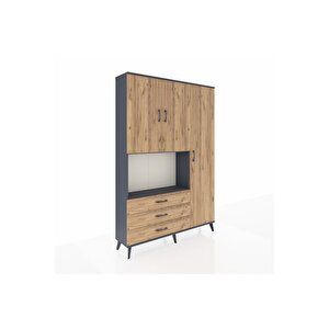 Arges Gardrop 7 Raflı 3 Çekmeceli 3 Kapaklı 132x30x195 Antrasit-çam