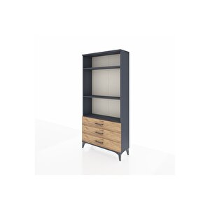 Arges Dolap 3 Raflı 3 Çekmeceli 88x30x182 Antrasit-çam