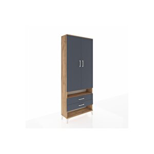 Arges Dolap 3 Raflı 2 Çekmeceli Tek Askılı 88x30x221 Çam-antrasit