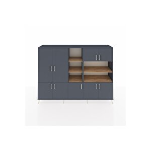 Hyperion Dolap 14 Raflı 9 Kapaklı 220x44x163 Antrasit-antrasit/çam