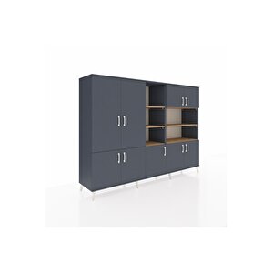 Hyperion Dolap 14 Raflı 9 Kapaklı 220x44x163 Antrasit-antrasit/çam