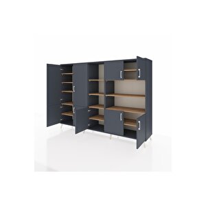 Hyperion Dolap 14 Raflı 9 Kapaklı 220x44x163 Antrasit-antrasit/çam