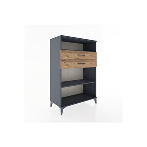Hyperion Dolap 2 Raflı 2 Çekmeceli 88x44x134 Antrasit-çam