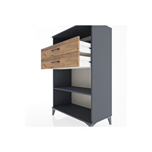 Hyperion Dolap 2 Raflı 2 Çekmeceli 88x44x134 Antrasit-çam