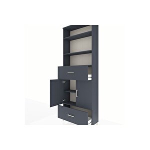Arges Dolap 5 Raflı 2 Çekmeceli 2 Kapaklı 88x30x243 Antrasit-antrasit