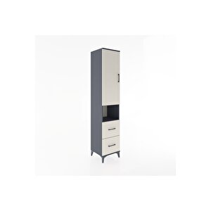 Hyperion Dolap 3 Raflı 2 Çekmeceli Tek Askılı 44x44x221 Antrasit-aytaşı