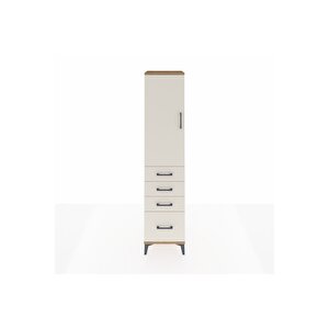 Hyperion Dolap Tek Raflı 4 Çekmeceli Tek Askılı 44x44x195 Çam-aytaşı