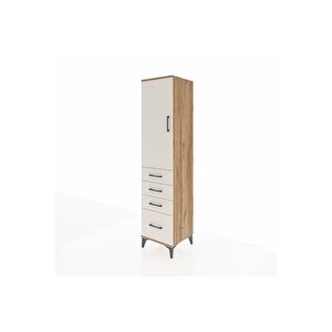 Hyperion Dolap Tek Raflı 4 Çekmeceli Tek Askılı 44x44x195 Çam-aytaşı