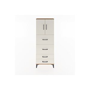 Arges Dolap 2 Raflı 4 Çekmeceli 2 Kapaklı 60x30x163 Çam-aytaşı